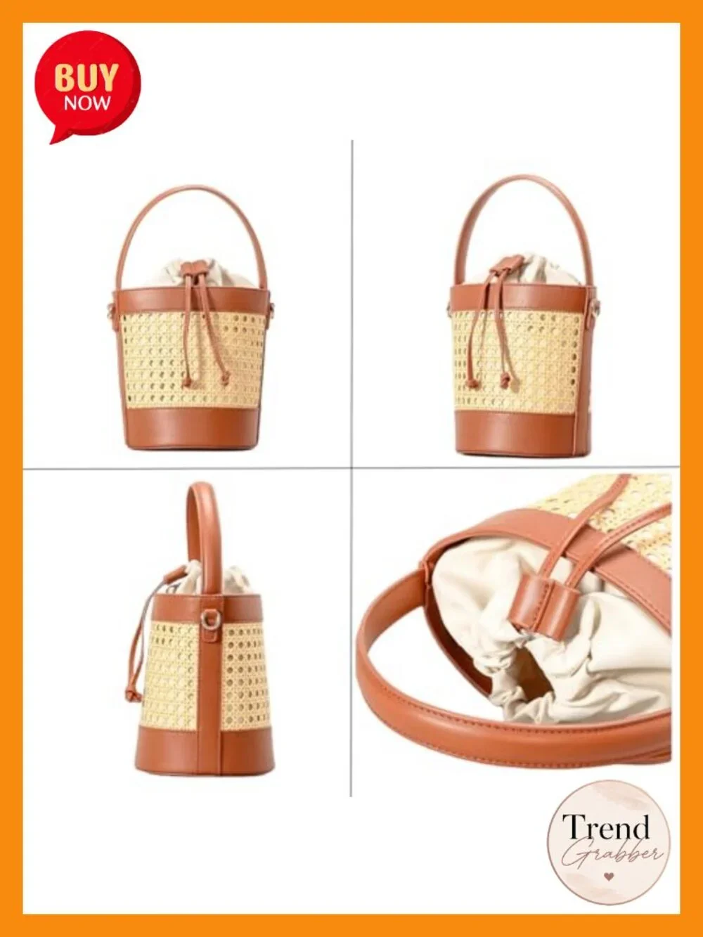 Woven Rattan Tote Bag, Summer Beach Crossbody, Top Handle Purse with Detachable